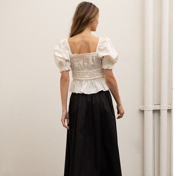 Moon River Tied Front Cotton Peplum Tops Cream Size XS - Picture 3 of 10